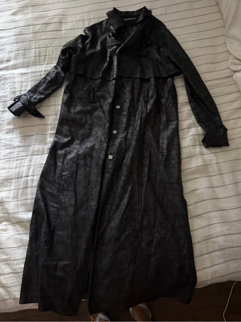 BLACK LONG TRENCH COAT